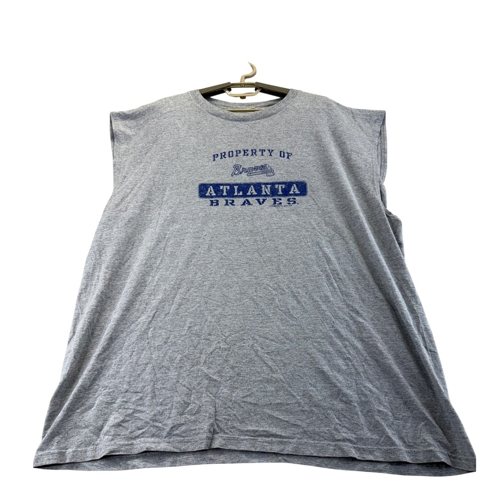Lee Sport Muscle Tee Mens XL Gray Atlanta Braves MLB Sleeveless Graphic Shirt